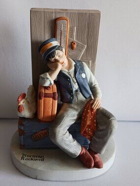 Vintage 1980s Rockwell “Asleep on the Job” Porcelain Figurine